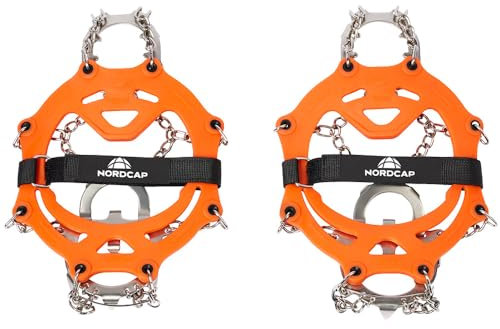 NORDCAP Eis- und Schneeschuhketten, Steigeisen für mehr Grip im Winter, Schuhketten mit 14 mm hohen Zacken, Spikes für eisiges & verschneites Gelände, Unisex, Gr. L