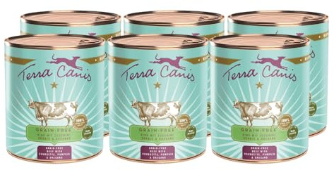Terra Canis Rind mit Zucchini, Getreidefrei Nassfutter für Hunde, 6x800g | 100% Lebensmittelqualität aller Rohstoffe, mit frischem Fleisch, reich an Nährstoffen, getreide- und glutenfrei