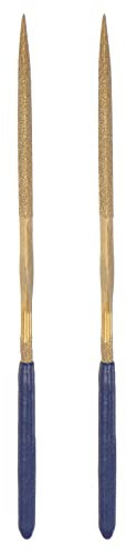 sourcing map Diamond Needle Files, 3mm x 140mm Titanium Coated Triangle Type File Handles Hand Tool for Metal Wood Stone Marble 2pcs