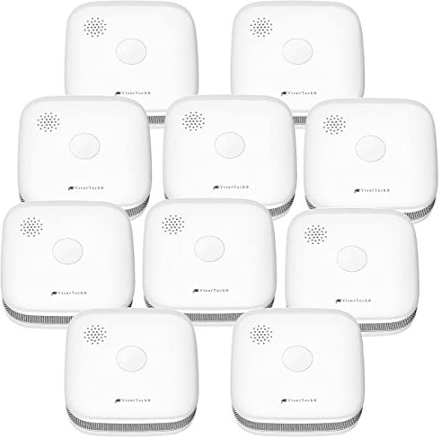 VisorTech Feuermelder vernetzt: 10er-Set drahtlos vernetzbare Funk-Rauchwarnmelder, 5-Jahres-Batterie (funkvernetzbare Rauchmelder, Rauchmelder mit Funkverbindungen, Alarmanlage)