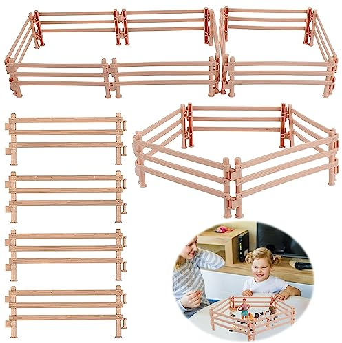 40 Stück Pferdezaun Spielzeug, Mini Pferd Corral Zaun, Kunststoff Zaun | Fechten Panel Zubehör, Mini Gartenzaun Bauernhoftiere, Pferd Corral Fechten ZubehöR, DIY Micro Spielzaun für Kinder Bauernhof