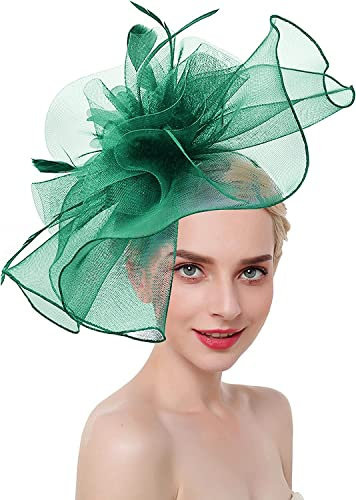 AHDMR Fascinatorhut für Hochzeit Damen elegant für Bankett Fascinator Hut Vintage schick Brautschmuck mit großer Blume Haarreif Derby-Barett Ascot für Cocktail Kirche Beerdigung