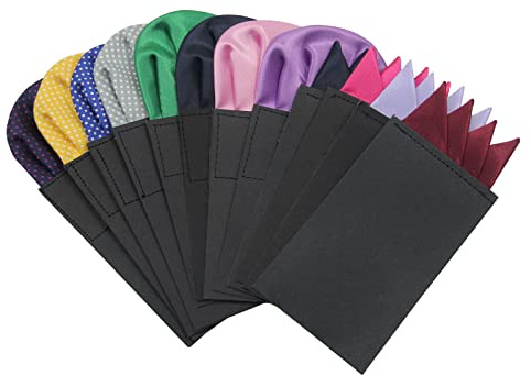 Mantieqingway Prefolded Pocket Squares for Men 12 PCS Masculine Polyester Suit Handkerchief Pocket for Wedding Party (12PCS-Mixed 3 Style)