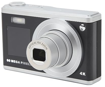 Digitalkamera 4K, 60 MP, 10-Fach Optischer Zoom, 6-Fach Digitaler Zoom, Selfie-Kamera mit Dual-IPS-HD-Bildschirm Vorne und Hinten, Autofokus, Anti-Shake-Vlogging-Kamera für