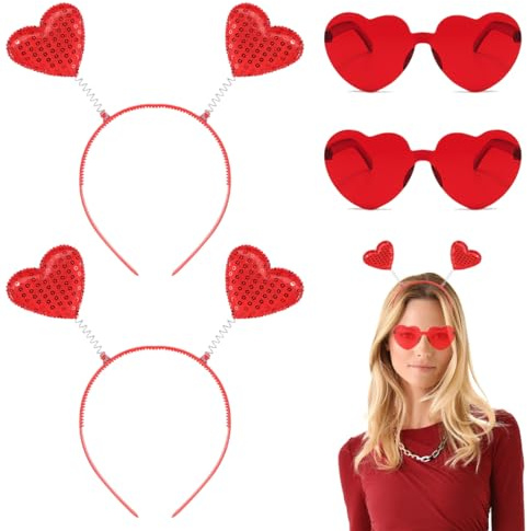 Sprinlot 2 Pcs Partybrille Herz HaarbäNder, Randlose Brille In Herzform, Liebe StirnbäNder, Partybrille Liebe Herzform Haarreifen FüR Weihnachten, Valentinstag, Geburtstagsfeiern
