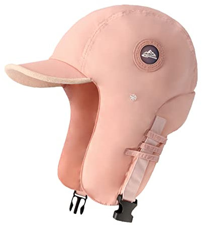 AMhomely Schirmmütze mit Ohrenklappen, Wintermütze, Baseballkappe, Unisex, Pilotenkappe, Ohrenklappe, verstellbare Riemen, Fahrradmützen, gepolstert, Jagdtrappermütze, Ski- und Schneemützen, 01 Rosa,