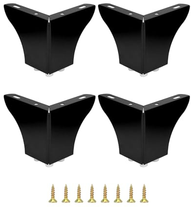 QWORK® 4er Set Schwarz Möbelfüße aus Stahl - 10cm Höhe, bis 300kg belastbar, inkl. Montagematerial