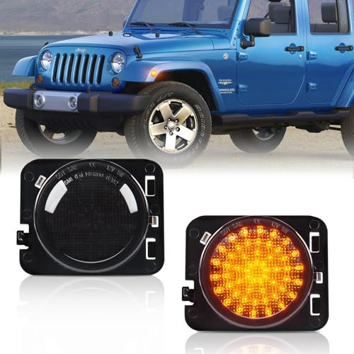 OZ-LAMPE LED Blinker Seitenblinker für Jeep Wrangler JK 2007-2015, Blinker mit Canbus Fehlerfrei,Schwarz