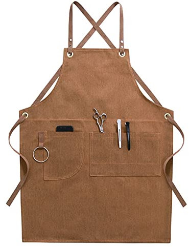 Arbeitsschürze mit Taschen, Canvas-Schürze for Männer, robuste Arbeitsschürze mit Taschen, wasserdichte, verschleißfeste Werkzeugschürze (Farbe: Grau, Größe: X-Large) ( Color : Yellow , Size : X-Large