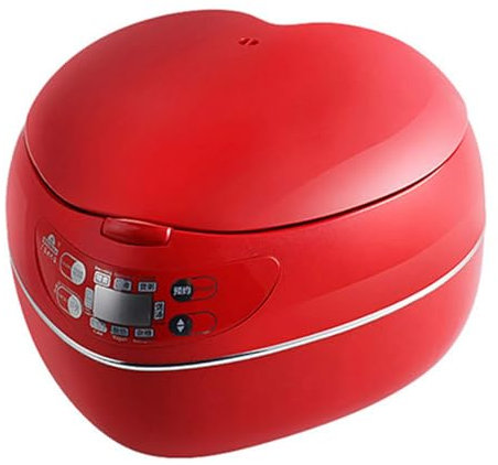 LNJZMDSS Cuiseur À Riz en Forme De Coeur De Pêche, Cuiseur À Riz Intelligent 300W, Cuiseur À Riz Intelligent 1,8 L Multifonctionnel pour Dortoir Domestique pour 1-2-3 Personnes,Rouge,1.8L