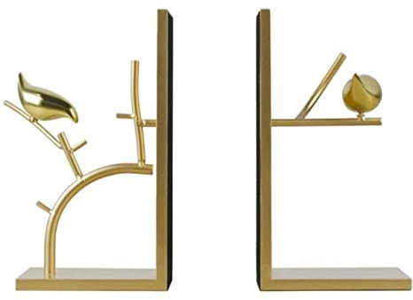 Buchstützen Leseständer, Kupfer Neue Chinesische Buchstützen Kreative Buchstützen Desktop-Buchstopper Kreativität Goldener Vogel Bücherstützen für Bibliothek
