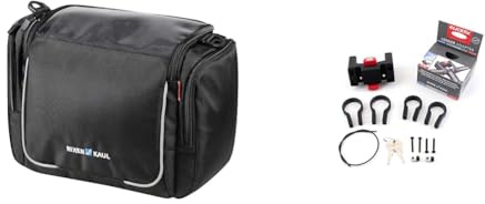 KlickFix 0270AS Aventour Sport Stuurtas, Black, 7 Liter, & Zubehör Lenkeradapter mit Schloss, Schwarz, 26.0 & 32.0mm