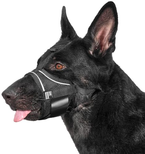 OneTigris Dog Muzzle,Soft Nylon Muzzle Anti Biting Barking Chewing,Air Mesh Breathable Drinkable Adjustable Loop Pets Muzzle for Small Medium Large Dogs(XL)