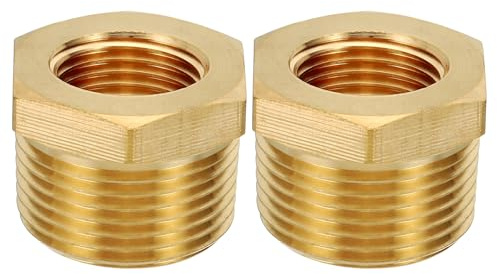 PATIKIL Brass Hex Bushing, 2Pcs 3/8 NPT Female x 3/4 NPT Male Thread Brass Pipe Fittings Reducer Tubing Adapter Connector Hose Reducing for Water, Air, Oil, Gas Line
