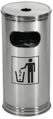 WESCO Standascher mit Pictogram aus pulverbeschichtetem Edelstahl, 15 Liter Volumen, abnehmbare Ascherschale, inkl. Einsatz
