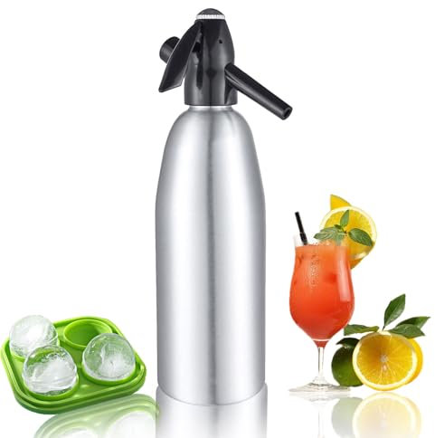 Soda Siphon, 1L tragbarer Sprudelwasserbereiter, Kohlensäurewassermaschinen, Seltzer Wasserbereiter, für Sodawasser, Cocktails oder Sodawasser, verwenden Sie 8 g CO2-Kartuschen (nicht im Lieferumfang