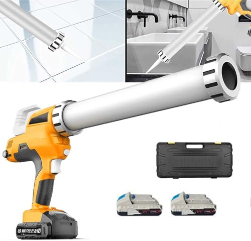 Automatic Cordless Caulking Gun with Li-ion Battery - Electric Caulking Gun for Sealant Caulk Adhesive, 20 oz / 600ml, Kitchen Bathroom Window - Includes Nozzles