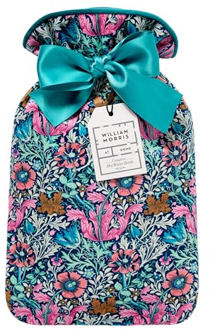 William Morris At Home Hot Water Bottle 620ml, Velvet Soft Cover, Bedtime Warmth, for Period Pain and Cramps, Pain Relief, Travel Size, Vegan and Cruelty Friendly, Gift for Her