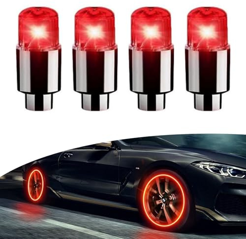 NGHEY Auto 4er-Pack nachtleuchtend rote Ventilkappe Geeignet für PKW, LKW, Motorräder, Fahrräder