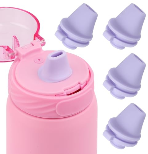 4pcs Bite Valve Replacement for Ello Cooper 22/32oz Stainless Steel Purple | Water Bottle Mouthpiece BPA Free Silicone Cap Lid Spout for Ello Cooper 18/22/32/40oz Accessories Parts