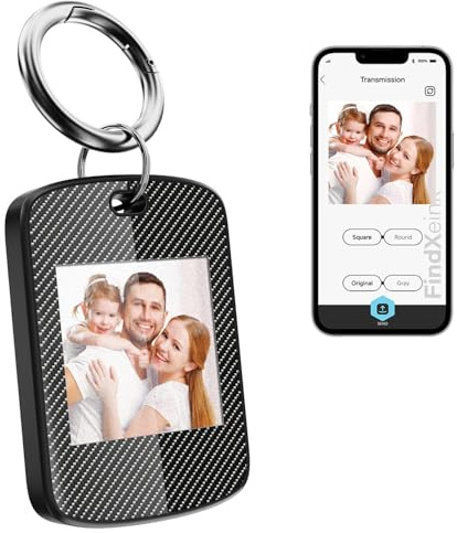 TABKSOLA Schlüsselanhänger mit Foto, Personalisierte Schlüsselanhänger mit Farbigem E Ink Bildschirm, Anpassbar mit Personen, Landschaften, Anime usw (schwarz)