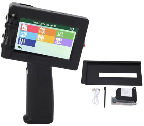 Impresora de Inyección de Tinta Portátil de 12,7 Mm, Impresora de Inyección de Tinta Portátil de Secado Rápido con Pantalla Táctil de 4,3 Pulgadas, Pistola de Impresora de