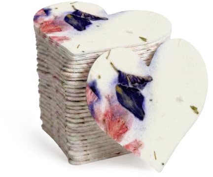 Seed Bloom 50 pezzi di piccoli semi di carta a forma di cuore viola – Scrivibile e piantabile, fiori selvatici, regalo per la mamma per la festa della mamma, da usare per matrimoni, baby shower
