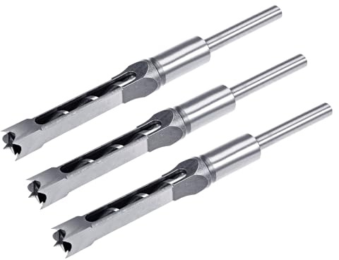sourcing map 3pcs Square Hole Drill Bit 1/2(12.7mm) High Carbon Steel Hollow Mortiser Auger for Woodworking Carpentry Mortise Tenon Machine