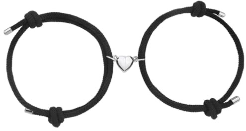 2 PCS Pulseras Magnéticas para Parejas, Pulsera para Parejas Amistad Mujer, Pulsera Ajustable de Cuerda Trenzada Relación de Atracción Mutua