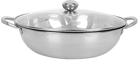 SHOWERORO Double Flavor Hot Pot Stainless Steel Two-Flavor Hot Pot Practical for Household Use for Dual Scenarios Includes Casserole Dish and Lids Random Style
