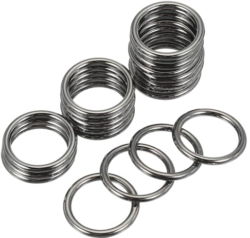 PATIKIL 20 mm Metall O-Ringe, 20 Stück Metallringe, Zinklegierung O-Ring-Schnalle, nahtlose geschweißte Rundringe, für Tasche, Geldbörsen, Gürtel, Hardware, Hundeleinen, Grau-Schwarz