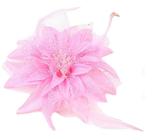 Kabelife Multicolor 14CM Groß Blumen Haarclip mit Federn Haarspange Damen Mädchen Kopfschmuck Party Strand Hochzeit (Pink)