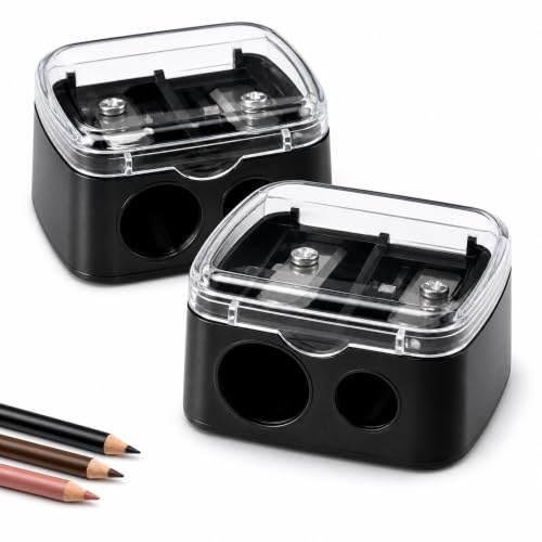 GIONAR 2 Stück Spitzer Kajalstift, Kajal Spitzer, Universal Anspitzer für Augenbrauenstift, Lippenkonturenstift, Eyeliner, Präzisionsklingen