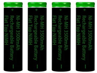 NI-MH Wiederaufladbarer Akku, 4 Pack 3500 mAh Flache Oberseite NiMH Batterie Mit Batterieschutzbox für Taschenlampe, Kleinen Lüfter, Türklingel, LED Stirnlampe, Größe:18mm*65mm/0.7in*2.55in