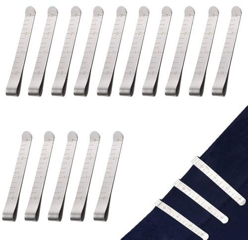 15 PCS Hemming Clips 4.5Inch Stainless Steel Sewing Clips Silver Hem Clips with Measurement Hem Marker Tool for Pinning Quilting Dressmaking Crafting