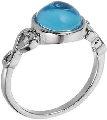 BESPORTBLE Anillo Minimalista de Cobre Vidrio Azul para Mujer, Talla 6 Us, Acabado Pulido y Ajuste Cómodo para Bodas y Compromisos