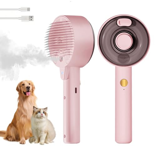 Cat Brush for Short Haired Cats 4 in 1 Cat Grooming Brush with Water Spray | Cat Hair Brush with Release Button Self-cleaning Kitten Brush Rechargeable Spritz Defur Comb for Cats Dogs Rabbit