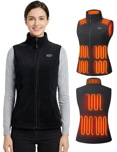 Topdot Heated Gilet Womens with Power Bank 16000mAh7.4V, Cozy Micro Fleece
