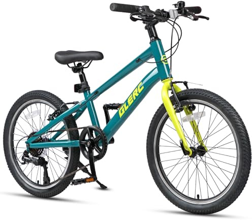 Glerc Mesa Barncykel 20 tum för pojkar och flickor 6 7 8 9 10 11 12 år, cykel 7 hastigheter med robust ram och V-bromsar, grön