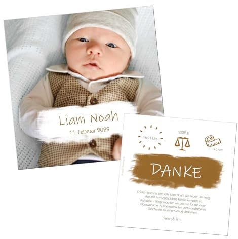 Wunderbaby Geburtskarte Dankeskarte für Glückwünsche zur Geburt mit Foto | Text personalisiert, als digitale Datei für Whatsapp oder gedruckt auf 350gr Karton, 1 - 100 Stück
