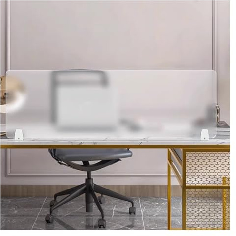Divisorio da scrivania in acrilico trasparente con clip, 60 x 40 cm, scudo acustico indipendente, pannello divisorio per ufficio per una maggiore privacy e messa a fuoco