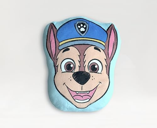 Paw Patrol Cojín Decorativo, 30 x 35 cm, Diseño de Cachorro, Terciopelo de Poliéster, Rosa y Azul (Azul)