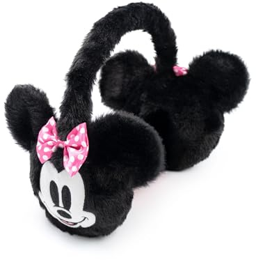 Disney Minnie Mouse Black Earmuffs | Fluffy Material for Keeping Warm | Cartoon Character Accessories for Girls | One Size | Winter Wear Merch
