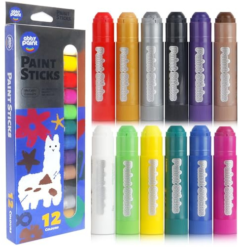 Kreativitetspunkt färgpinnar för barn, 12-pack metalliska färger, snabbtorkande, ingen röra, lätt att rengöra, flera ytor, perfekt som present och konstprojekt för barn