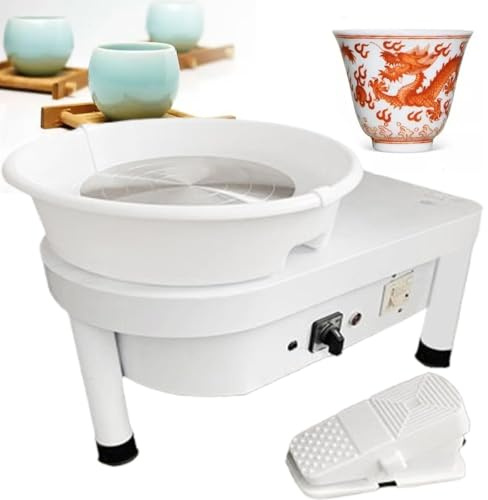 SXXZYAZJ Electric Pottery Wheel with Detachable Basin & Foot Pedal, 250W Power, 300 RPM Speed, 15kg Capacity, Ideal for Ceramic Crafts, Beginners, and DIY Projects
