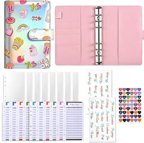 Budget Planner, A6 Haushaltsbuch, Finanzplaner mit 8 Binder Taschen, 12 Budgetblätter, 2 Etikettenaufklebern, Sparbuch für Geld für Haus, Schule, Büro, Budgetplaner (Silber 1)
