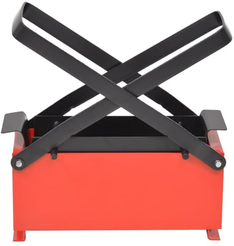 Paper briquette press steel 34 x 14 x 14 cm black and red with robust frame, manual operation for fireplace and fire pit, space-saving, for recycling waste paper and newspapers