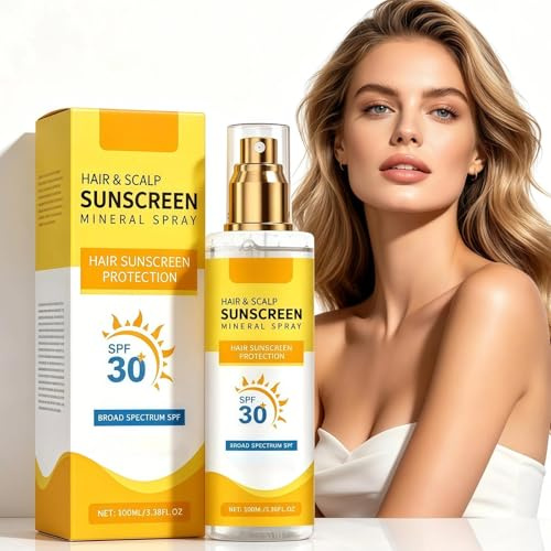 Scalp & Hair Sunscreen Spray,100ML, UV Protection Sun Cream for Color Fade Prevention, Non-Greasy & Lightweight for Hiking, Beach, Running