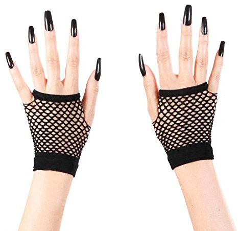 Amakando Netz Armstulpen Fingerlose Handschuhe schwarz 80er Jahre Disco Handstulpen Pulswärmer Fasching Burlesque Gothic Punk Handschuh Stulpen Hexenhandschuhe