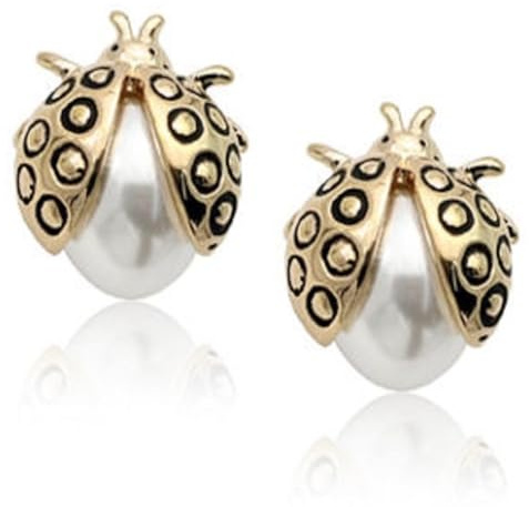 Crystalline Azuria Mariquitas Zirconia Cristales Perlas Blancas simuladas Pendientes de tuerca 18ct Chapado en Oro Blanco para Mujeres y Niñas